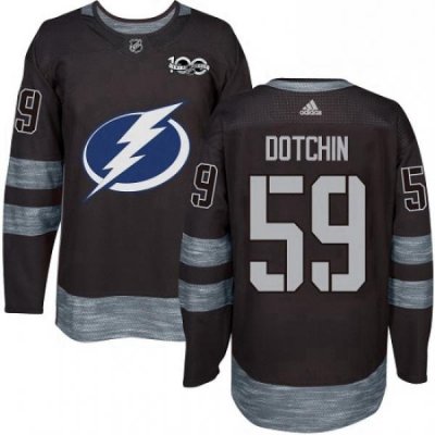 Mens Adidas Tampa Bay Lightning 59 Jake Dotchin Authentic Black 1917 2017 100th Anniversary NHL Jersey