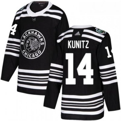 Youth Adidas Chicago Blackhawks 14 Chris Kunitz Authentic Black 2019 Winter Classic NHL Jerse