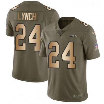 Youth Nike Seattle Seahawks 24 Marshawn Lynch Limited OliveGold 2017 Salute to Service NFL Jersey