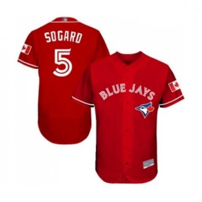 Mens Toronto Blue Jays 5 Eric Sogard Scarlet Alternate Flex Base Authentic Collection MLB Jersey