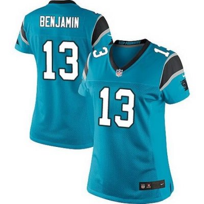 Nike Panthers #13 Kelvin Benjamin Blue Team Color Women Stitched NFL Jersey