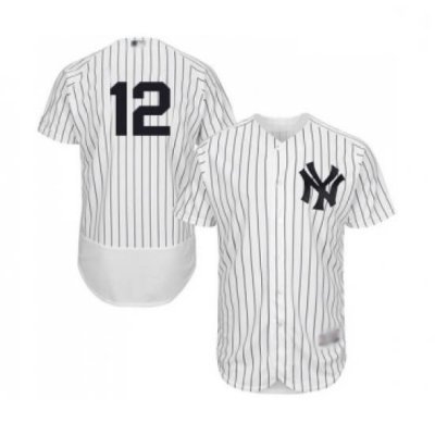 Mens New York Yankees 12 Troy Tulowitzki White Home Flex Base Authentic Collection Baseball Jersey