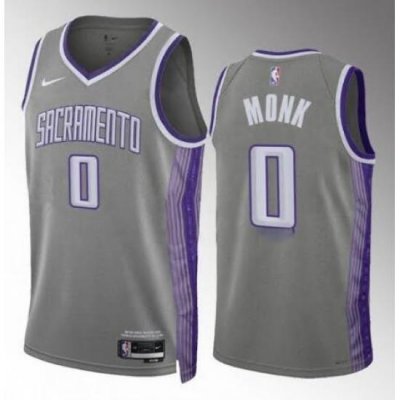 Men Nike Sacramento Kings Malik Monk #0 Gray Stitched NBA Jersey