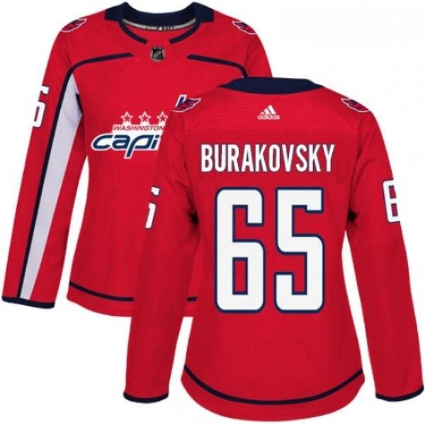 Womens Adidas Washington Capitals 65 Andre Burakovsky Authentic Red Home NHL Jersey