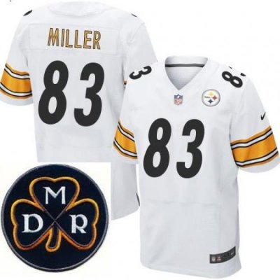 Men's Nike Pittsburgh Steelers #83 Heath Miller White Stitched NFL Elite MDR Dan Rooney Patch Jersey