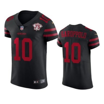 Nike San Francisco 49ers 10 Jimmy Garoppolo Black Alternate Men 75th Anniversary Stitched NFL Vapor Untouchable Elite Jersey