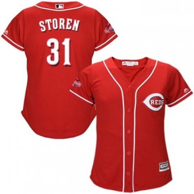 Womens Majestic Cincinnati Reds 31 Drew Storen Authentic Red Alternate Cool Base MLB Jersey