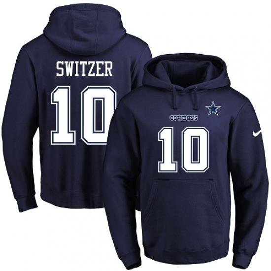 NFL Mens Nike Dallas Cowboys 10 Ryan Switzer Navy Blue Name Number Pullover Hoodie