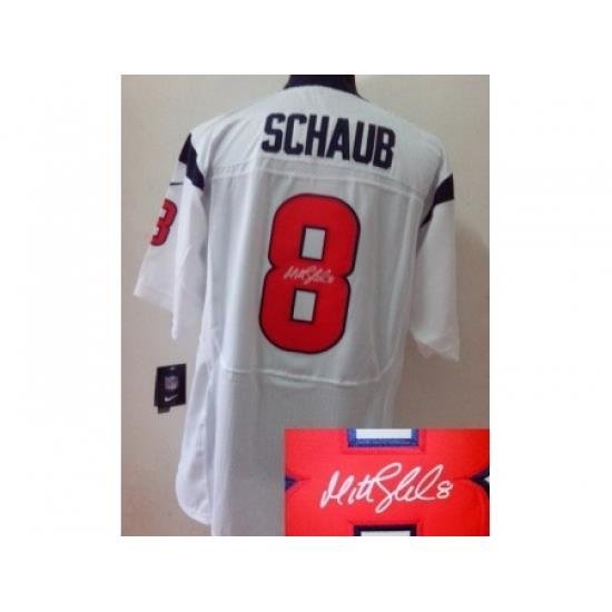 Nike Houston Texans 8 Matt Schaub White Signed Elite NFL Jersey