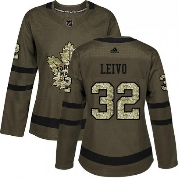 Womens Adidas Toronto Maple Leafs 32 Josh Leivo Authentic Green Salute to Service NHL Jersey