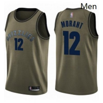 Nike Memphis Grizzlies 12 Ja Morant Green Basketball Swingman Salute to Service Jersey