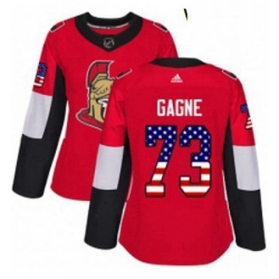 Womens Adidas Ottawa Senators 73 Gabriel Gagne Authentic Red USA Flag Fashion NHL Jersey