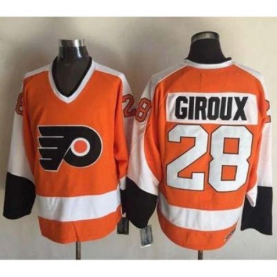 Flyers #28 Claude Giroux Orange CCM Throwback Stitched NHL Jersey