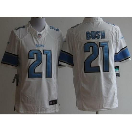 Nike Detroit Lions 21 Reggie Bush White Limited NFL Jersey