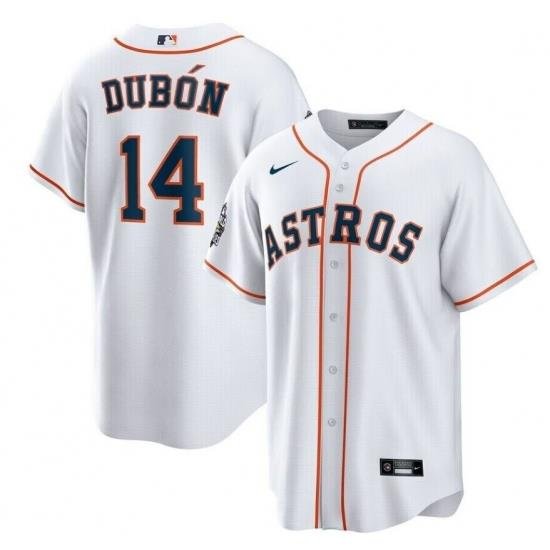 Men Houston Astros 14 Mauricio Dub F3n White 2022 World Series Patch Cool Base Stitched Baseball Jersey