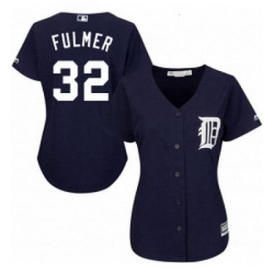 Womens Majestic Detroit Tigers 32 Michael Fulmer Replica Navy Blue Alternate Cool Base MLB Jersey