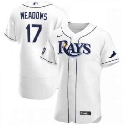 Men Tampa Bay Rays 17 Austin MeadoWs White Flex Base Stitched Jersey