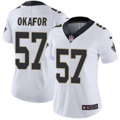 Nike Saints #57 Alex Okafor White Womens Stitched NFL Vapor Untouchable Limited Jersey