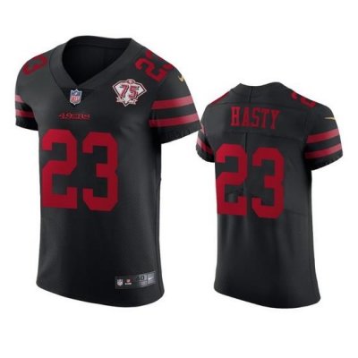 Nike San Francisco 49ers 23 Jamycal Hasty Black Alternate Men 75th Anniversary Stitched NFL Vapor Untouchable Elite Jersey