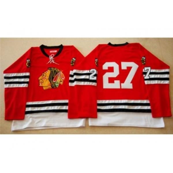 Chicago Blackhawks #27 Johnny Oduya Red Mitchell And Ness 1960-61 Stitched NHL Jersey