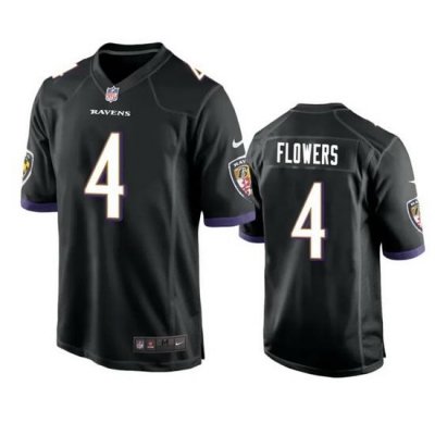 Youth Baltimore Ravens 4 Zay Flowers Black Stitched Game Jersey