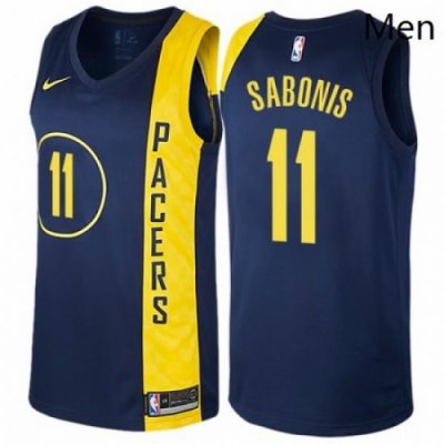 Mens Nike Indiana Pacers 11 Domantas Sabonis Swingman Navy Blue NBA Jersey City Edition