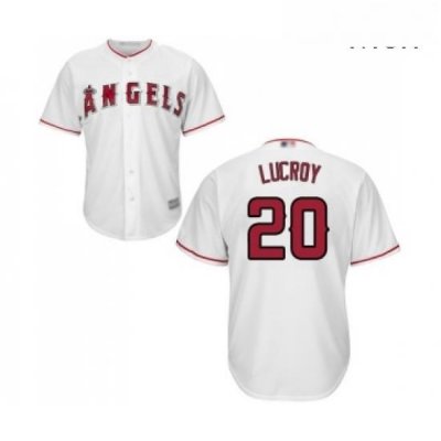 Mens Los Angeles Angels of Anaheim 20 Jonathan Lucroy Replica White Home Cool Base Baseball Jersey