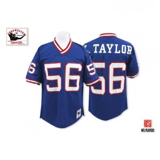 Mitchell and Ness New York Giants 56 Lawrence Taylor Blue Authentic Throwback NFL Jersey