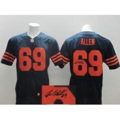 Nike Chicago Bears 69 Jared Allen Blue Elite Orange Number Signed NFL Jersey