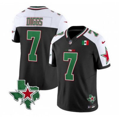 Men Dallas Cowboys 7 Trevon Diggs 2024 Mexico Black White F U S E  Stitched Football Jersey