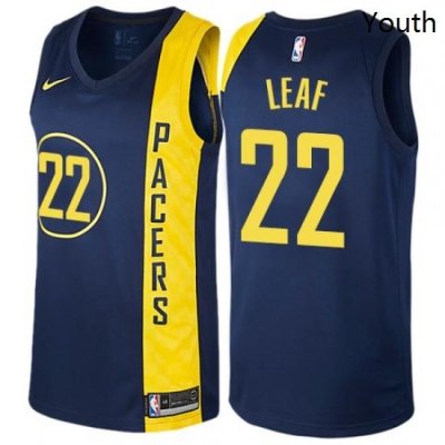 Youth Nike Indiana Pacers 22 T J Leaf Swingman Navy Blue NBA Jersey City Edition