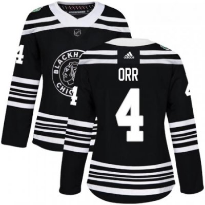 Womens Adidas Chicago Blackhawks 4 Bobby Orr Authentic Black 2019 Winter Classic NHL Jersey