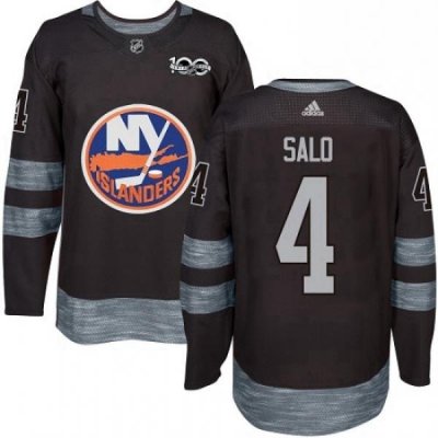 Mens Adidas New York Islanders 4 Robin Salo Authentic Black 1917 2017 100th Anniversary NHL Jersey