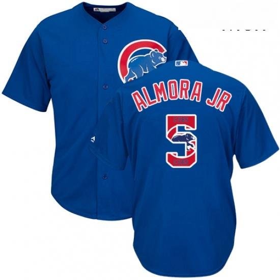 Mens Majestic Chicago Cubs 5 Albert Almora Jr Authentic Royal Blue Team Logo Fashion Cool Base MLB Jersey