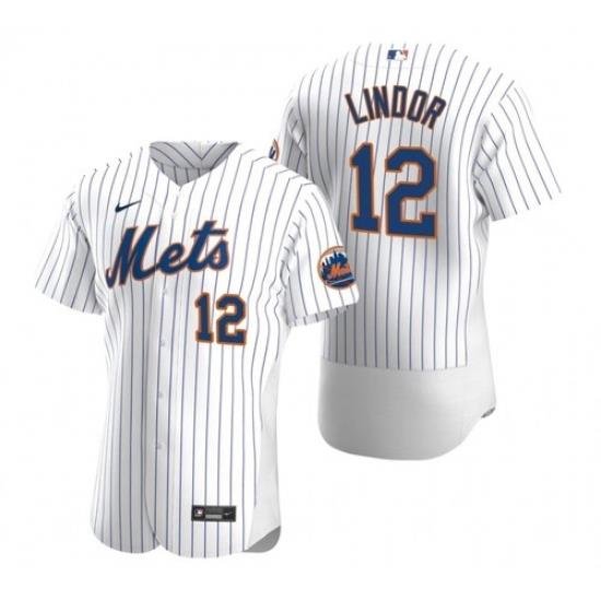 Men Nike NeW York Mets Francisco Lindor White Flex Base Stitched Jersey