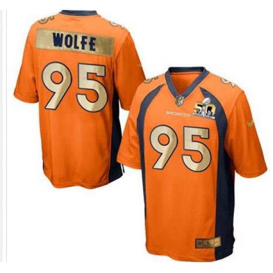 Nike Broncos #95 Derek Wolfe Orange Team Color Mens Stitched NFL Game Super BoWl 50 Collection Jersey