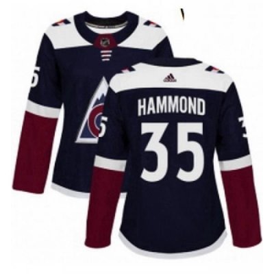 Womens Adidas Colorado Avalanche 35 Andrew Hammond Authentic Navy Blue Alternate NHL Jersey