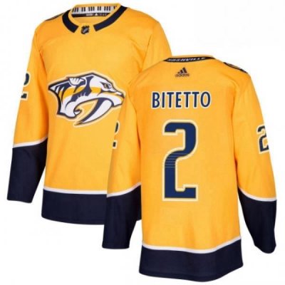 Mens Adidas Nashville Predators 2 Anthony Bitetto Authentic Gold Home NHL Jersey