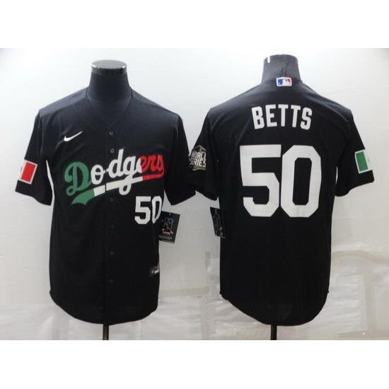 Men Los Angeles Dodgers 50 Mookie Betts Black Cool Base Stitched MLB Jersey