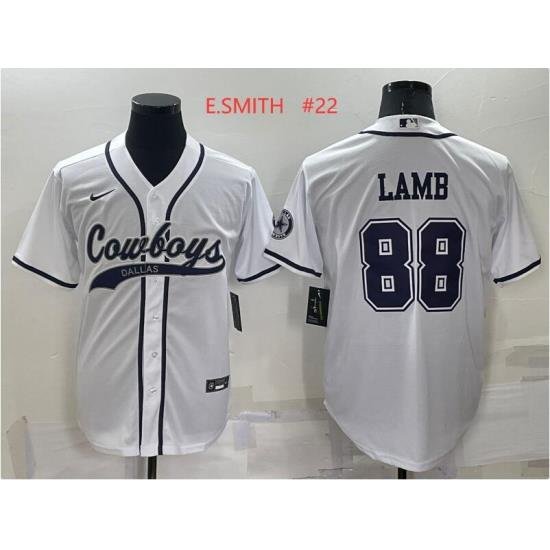 Men's Dallas Cowboys #22 Emmitt Smith White Stitched Cool Base Nike Baseball Jersey