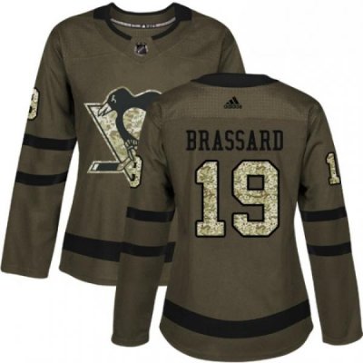 Womens Adidas Pittsburgh Penguins 19 Derick Brassard Authentic White Pink Fashion NHL Jersey