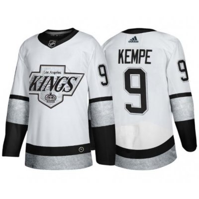 Men Los Angeles Kings 9 Adrian Kempe White Throwback Stitched Jersey