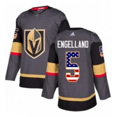 Youth Adidas Vegas Golden Knights 5 Deryk Engelland Authentic Gray USA Flag Fashion NHL Jersey