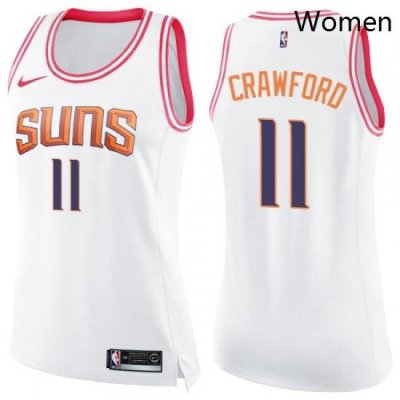 Womens Nike Phoenix Suns 11 Jamal Crawford Swingman White Pink Fashion NBA Jersey