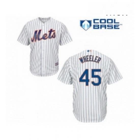 Mens NeW York Mets 45 Zack Wheeler Replica White Home Cool Base Baseball Jersey