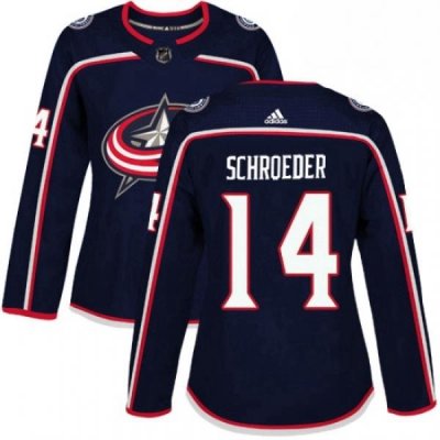 Womens Adidas Columbus Blue Jackets 14 Jordan Schroeder Authentic Navy Blue Home NHL Jersey