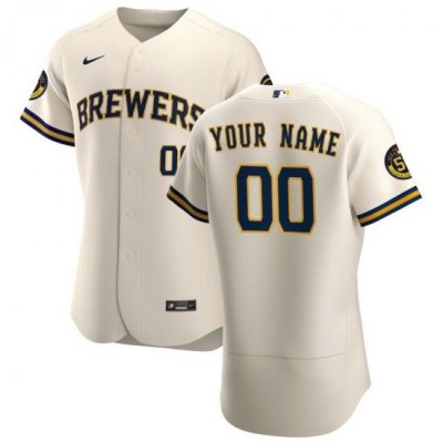 Milwaukee Brewers Custom Men Women youth Nike Cream Home 2020 Authentic Player MLB Jersey