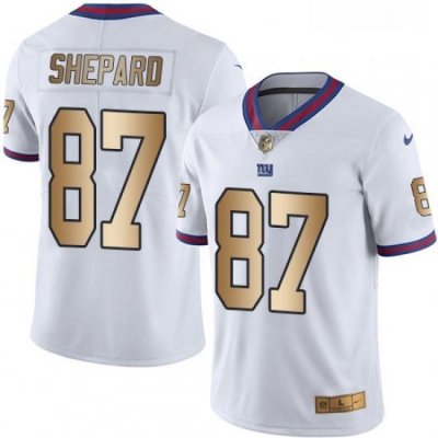 Mens Nike New York Giants 87 Sterling Shepard Limited WhiteGold Rush NFL Jersey