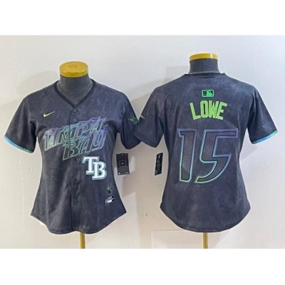 Women Tampa Bay Rays 15 Josh LoWe Charcoal 2024 City Connect Limited Stitched Baseball Jersey 3