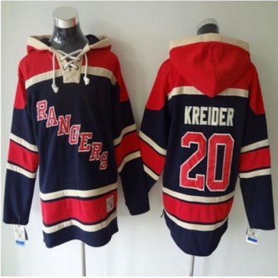 New York Rangers #20 Chris Kreider Blue Sawyer Hooded Sweatshirt Stitched NHL jersey